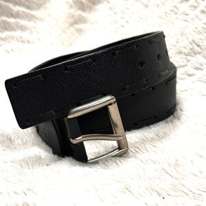 DKNY Black Leather Laced Design, Silver Buckle  Belt M,  EUC!